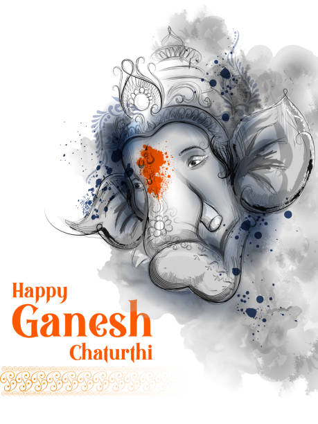 lord ganpati hintergrund für ganesh chaturthi festival von indien - ganescha stock-grafiken, -clipart, -cartoons und -symbole