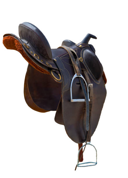 istock Leather Horse Saddle Tack Set. Leather Browband Draft Bridle 1257910324