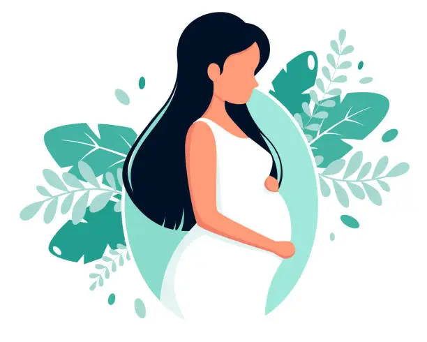 Vector illustration of Pregnant woman. Concept illustration for pregnancy and motherhood. Vector illustration in flat style.
