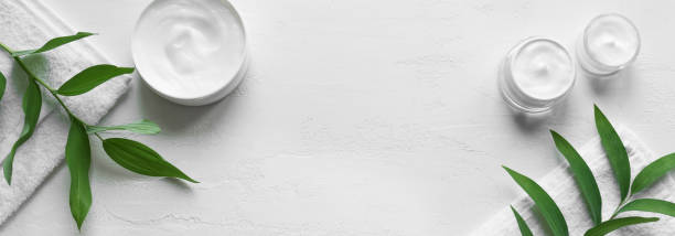istock Natural cosmetic cream and leaves 1257913147