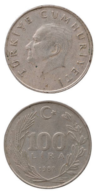 istock Old 100 Turkish Lira Coin 1257915485