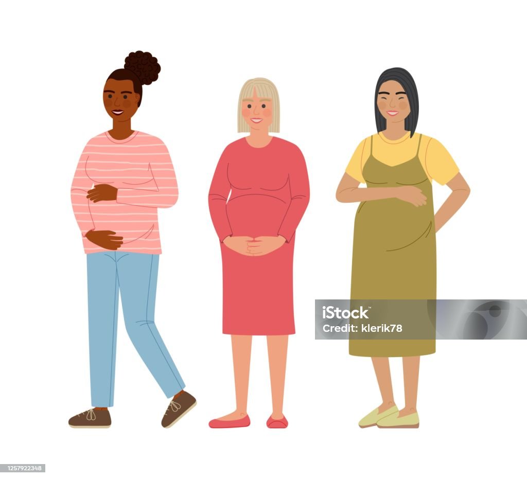 Pregnant Woman Set Happy Women Mom Expecting Baby Cartoon Characters  Isolated On White Background Stock Illustration - Download Image Now -  iStock