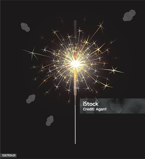 Sparklers Fuoco - Immagini vettoriali stock e altre immagini di A forma di stella - A forma di stella, Candela magica, Colore nero