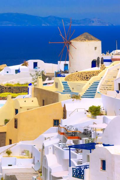 istock Oia windmill in Santorini island, Greece 1257924426