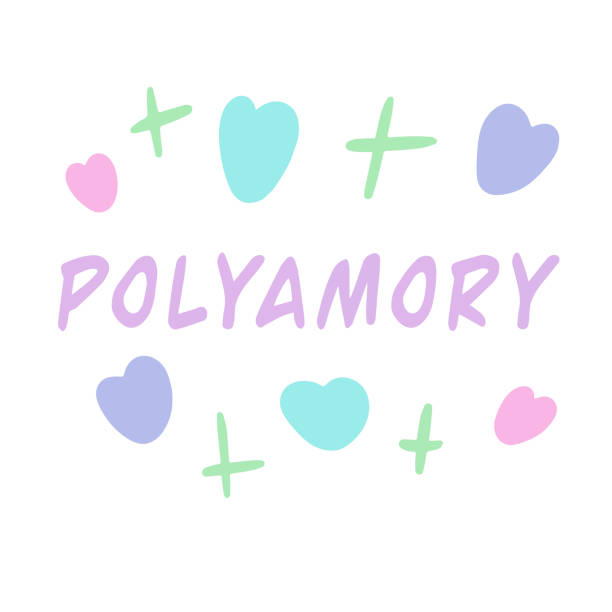 Polyamory - lettering. Polyamorous relationships. Polyamory. Vector illustration Polyamory - lettering. Polyamorous relationships. Polyamory. Vector illustration polygamy stock illustrations