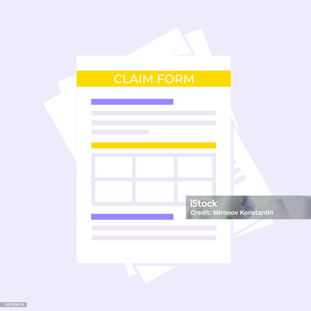 Insurance Claim Forms Stack Claim Form Paper Sheets Isolated On Gray Background Flat Style Design ...