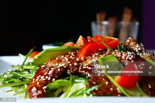 Warm Salad With Beef Stock Photo - Download Image Now - Arugula, Avocado, Beef