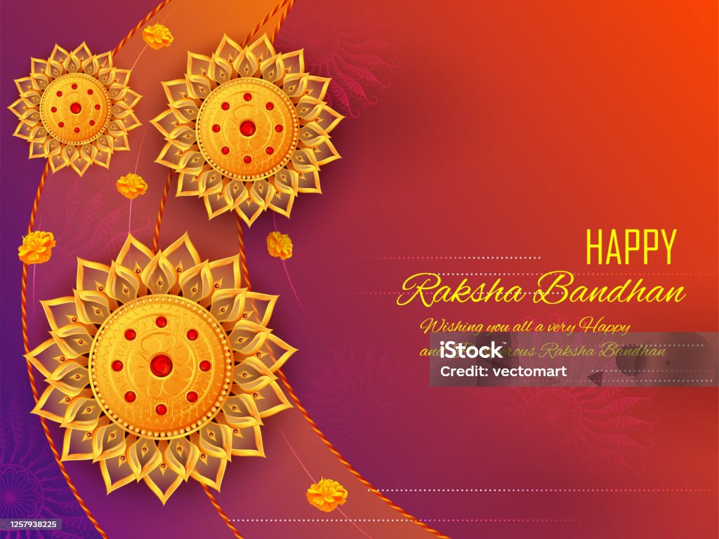 Greeting Card With Decorative Rakhi For Raksha Bandhan Background ...