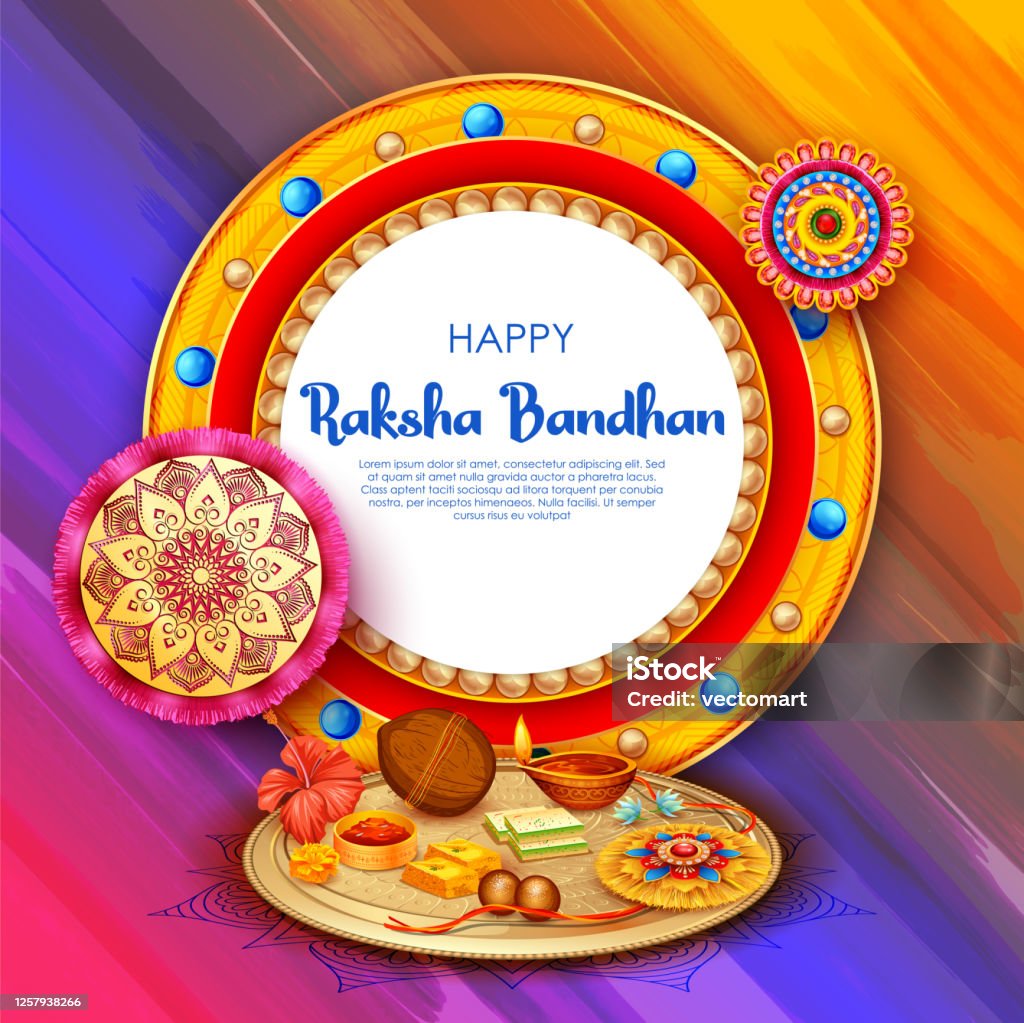 Greeting Card With Decorative Rakhi For Raksha Bandhan Background ...