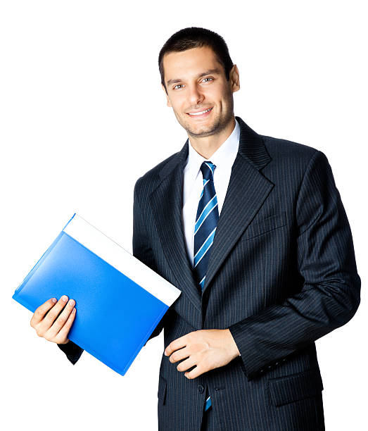 istock Businessman with folder, isolated on white background 125793935