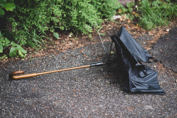 istock Broken umbrella left behind on the street. 1257940192