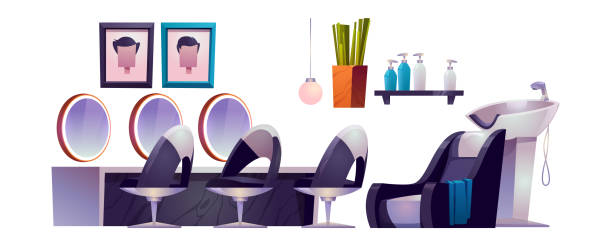 istock Hair salon interior with hairdresser chairs 1257941765