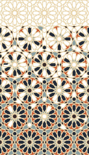 istock Morocco color wallpaper with geometric flowers. Arabesque vector wallpapers. Geometric rich border pattern with golden arabesque disintegration 1257941870