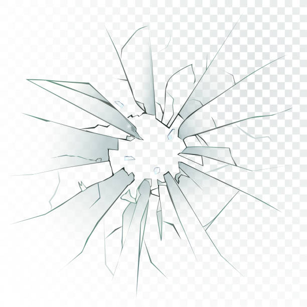High detailed realistic broken glass isolated on transparent background. With cracks and bullet marks. Vector illustration. vector art illustration