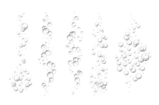 istock Floating bubbles. Beautiful vector background for your design. Set of champagne fizzing air bubbles streams isolated on white background. 1257946057