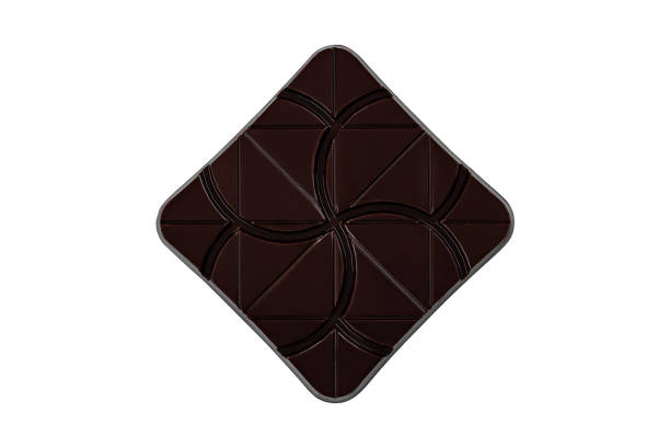 Bitter chocolate bar isolated on white background. Luxury handmade chocolate