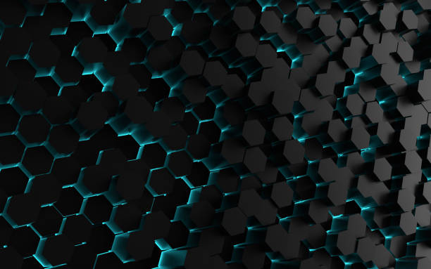 istock Abstract Black Dots and Honeycomb Shapes on Blue 1257947641
