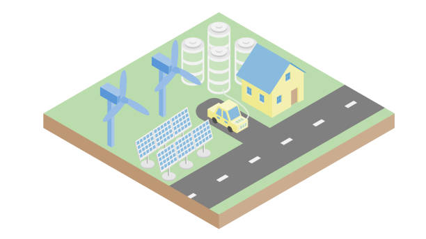 istock isometric home with alternative power, modern sustainability with eco-friendly energy 1257951343