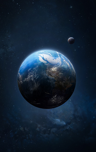 Earth and moon in the space vertical wallpaper. Deep outer cosmos. Elements of this image furnished by NASA\t\n(url: https://eoimages.gsfc.nasa.gov/images/imagerecords/79000/79765/dnb_land_ocean_ice.2012.3600x1800.jpg https://earthobservatory.nasa.gov/blogs/elegantfigures/wp-content/uploads/sites/4/2011/10/land_shallow_topo_2011_8192.jpg)