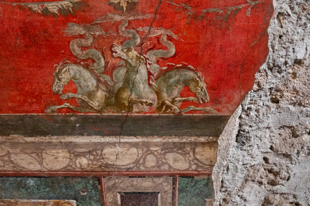 istock Ancient fresco in a house in Pompeii 1257953252