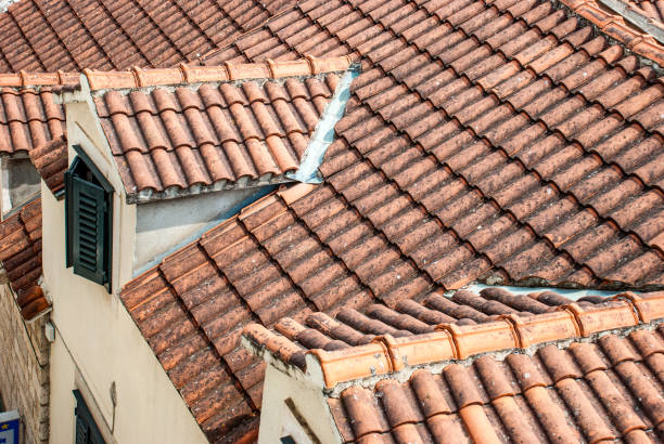 istock Old tiled roofs in the old town, view from the balcony 1257954208