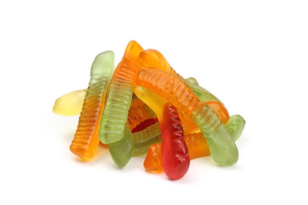 istock Colored jelly worms isolated on white 1257954441