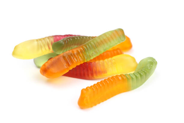 istock Colored jelly worms isolated on white 1257954446