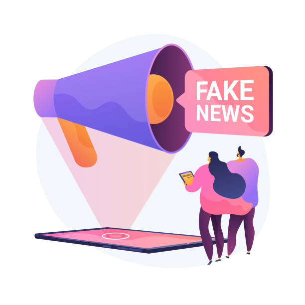 Fake news vector concept metaphor Propaganda in media. News fabrication, misleading information, facts manipulation. Misinformed people, disinformation spread. Fraud journalism. Vector isolated concept metaphor illustration falsehood stock illustrations