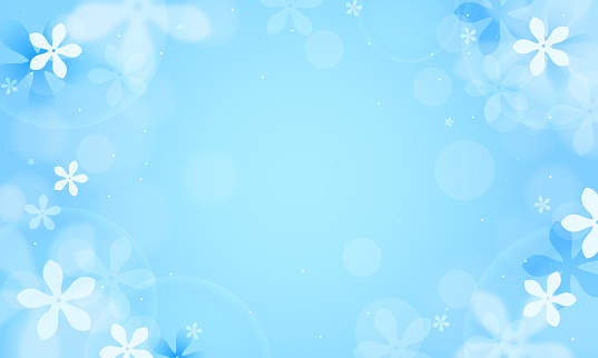 Jasmine flowers background vector illustration. Beautiful blue bokeh background