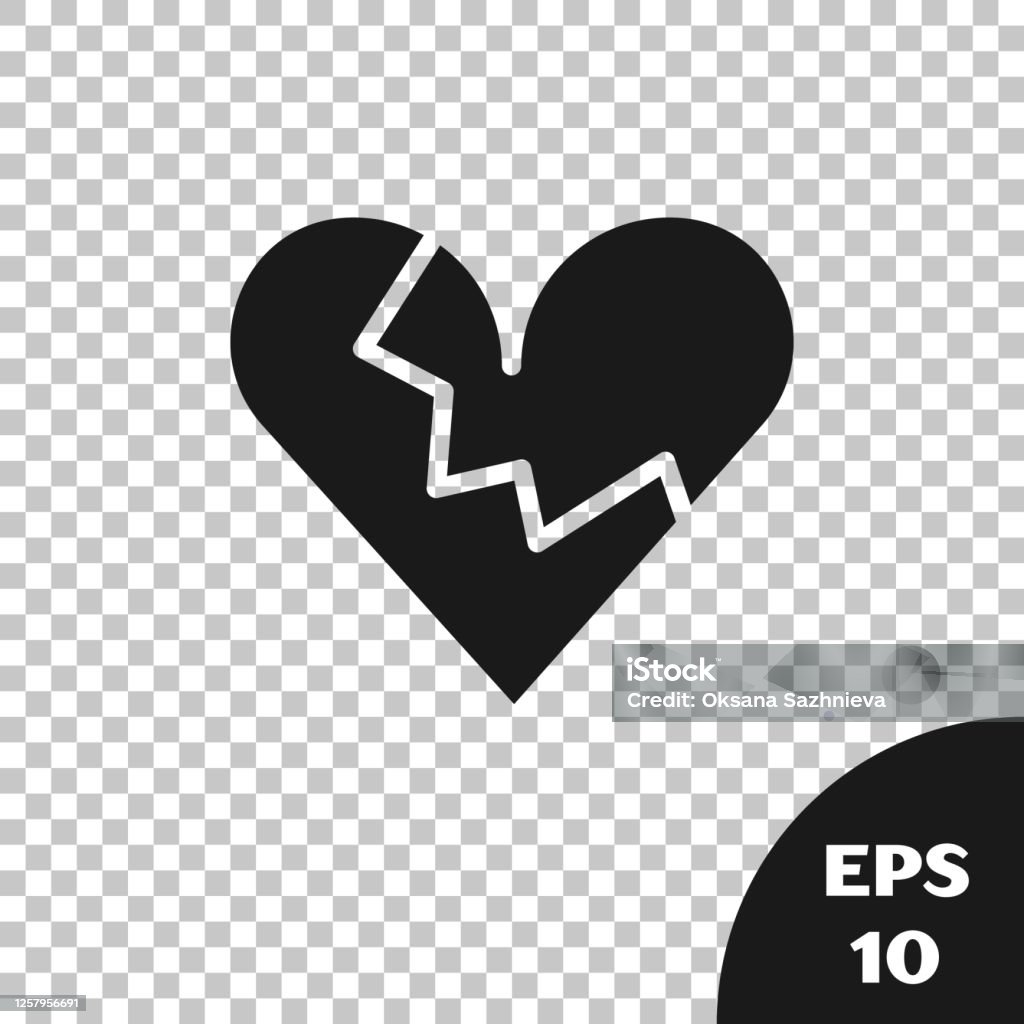Biểu Tượng Trái Tim Tan Vỡ Đen Hoặc Ly Hôn Bị Cô Lập Trên Nền ...