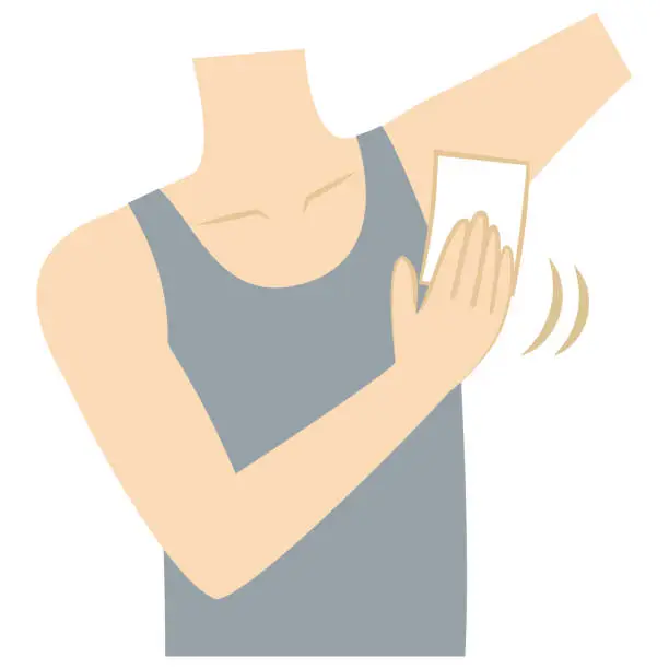 Vector illustration of Men who wipe underarms / Measures against sweat / Body care