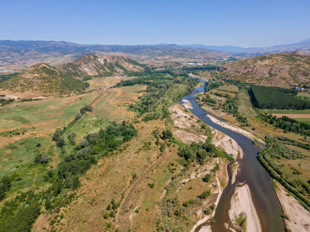 istock Aerial view of Struma river, Bulgaria 1257959388