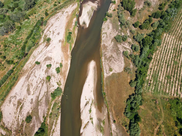 istock Aerial view of Struma river, Bulgaria 1257959434