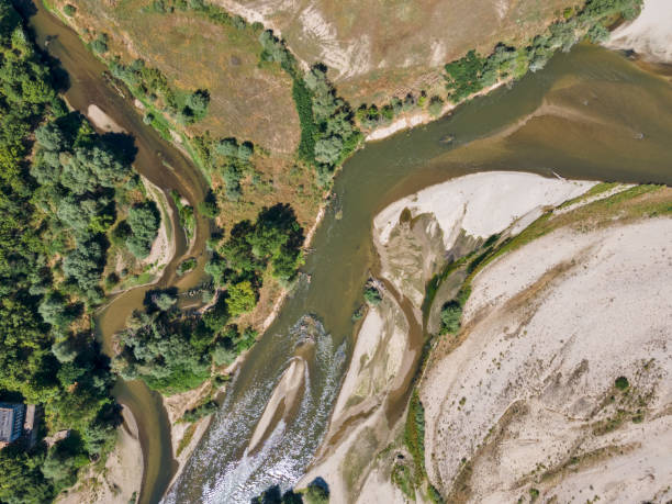 istock Aerial view of Struma river, Bulgaria 1257959454