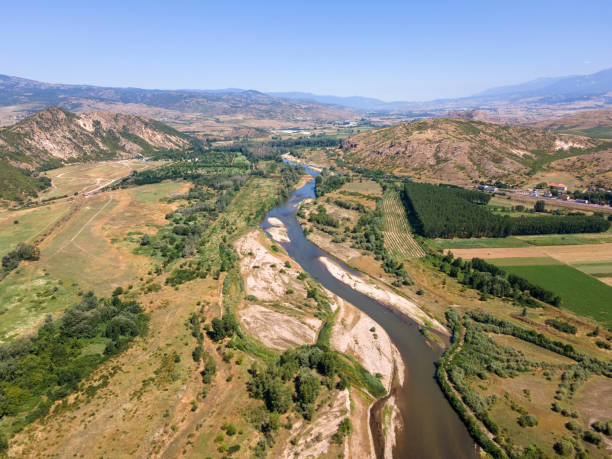 istock Aerial view of Struma river, Bulgaria 1257959478