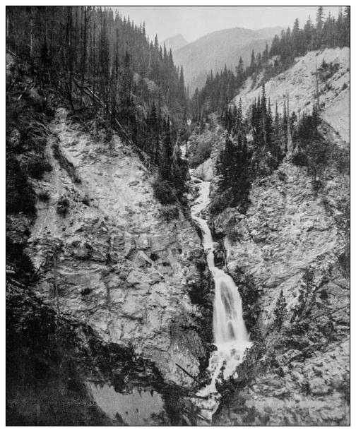 istock Antique black and white photo: Stony Creek Falls, British Columbia 1257959874