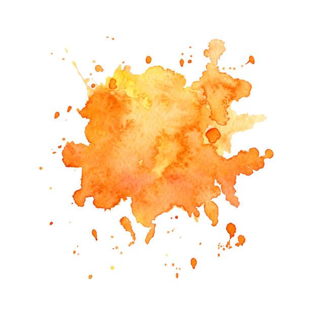 istock Watercolor stain painting. Abstract dye spot, stain, blot with paper texture. A painted element for design on a white background. 1257960401