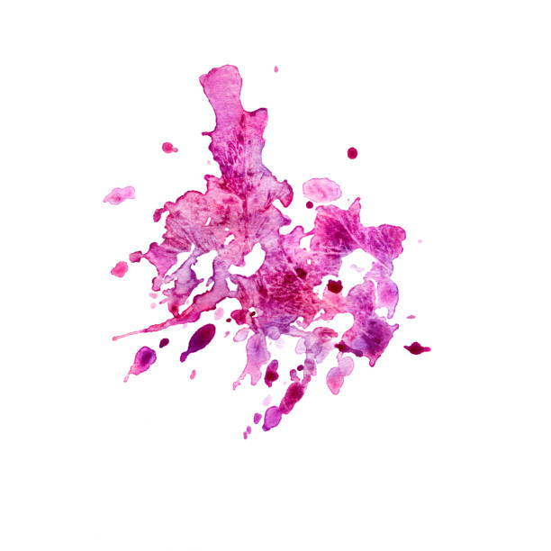 istock Watercolor stain painting. Abstract dye spot, stain, blot with paper texture. A painted element for design on a white background. 1257960467