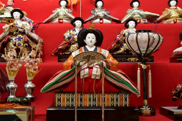 Photo of Traditional hina doll decorated in March in Japan.