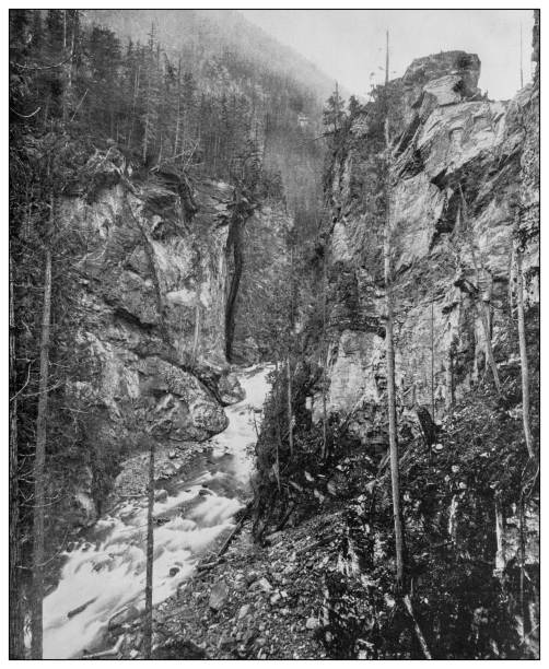 istock Antique black and white photo: Albert Canyon, British Columbia 1257960515