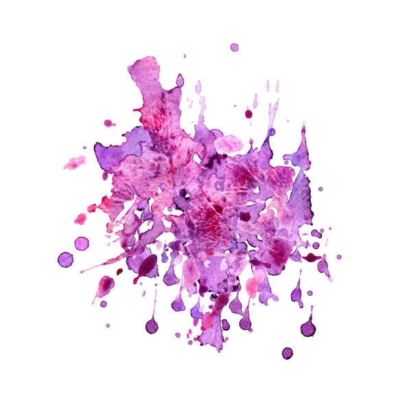 istock Watercolor stain painting. Abstract dye spot, stain, blot with paper texture. A painted element for design on a white background. 1257960522