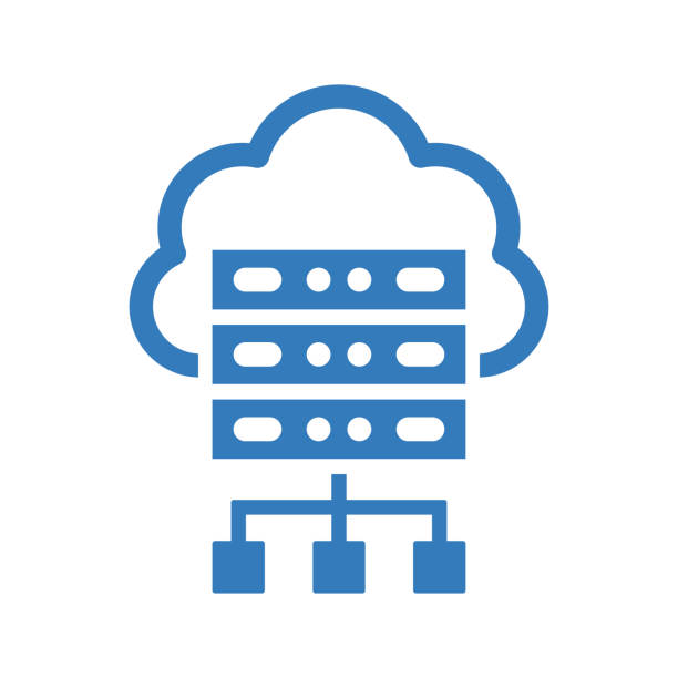 ilustraciones, imágenes clip art, dibujos animados e iconos de stock de icono de alojamiento web / vector azul - cloud server