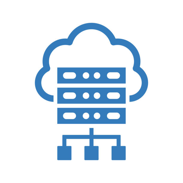 Web Hosting icon / blue vector Web Hosting icon. Perfect use for print media, web, stock images, commercial use or any kind of design project. network server stock illustrations