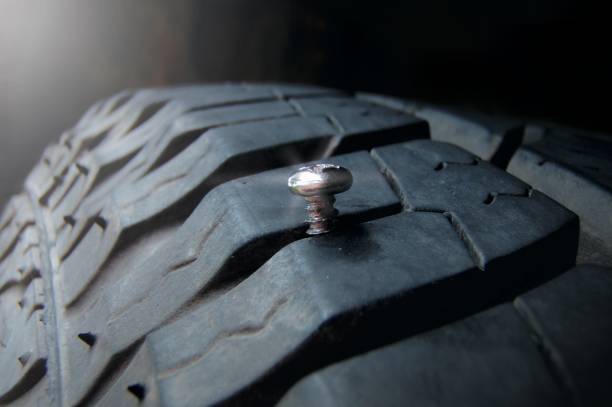 Deep embedded of screw nail on the tire