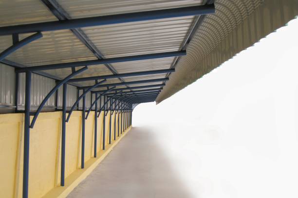 istock Walkway with aluminium zinc roof 1257962710