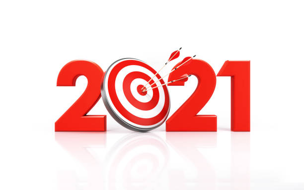 istock 2021 Written By Red Bull's Eye Target on White Background 1257963766