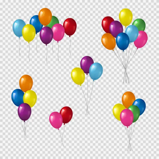 Vector illustration of Bunches of helium balloons.