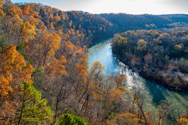 Illinois River, Autumn, Sparrowhawk WMA stock photo