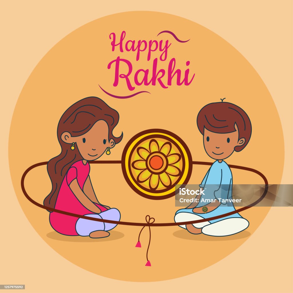 Happy Raksha Bandhan Rakhi Brother And Sister Love Greeting Poster Card  Vector Stock Illustration - Download Image Now - iStock