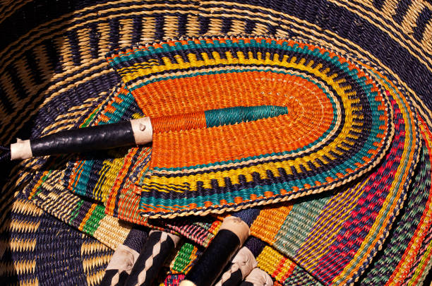 istock Large woven handmade West African fan 1257975642